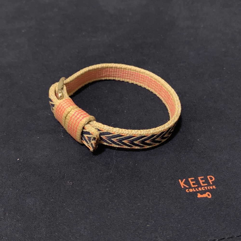 KEEP Collective navy chevron / pink stripe single woven band